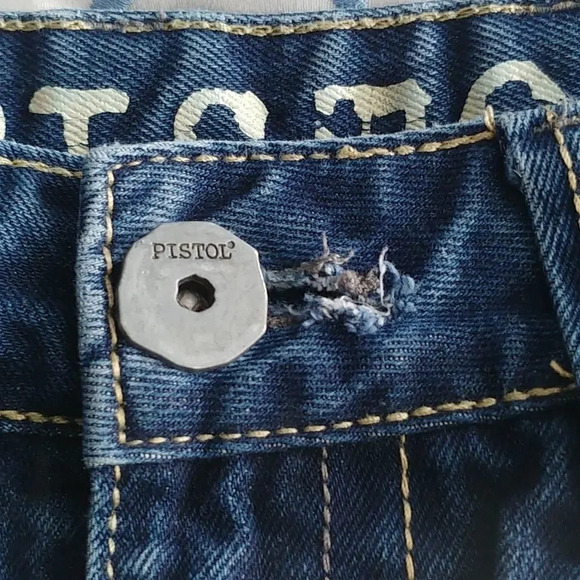 Pistol Straight Leg Denim Blue Jeans  Dark Wash, 28 - Picture 10 of 10